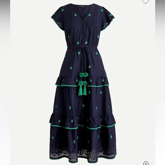 navy embroidered midi dress Georgiana Embroidered Midi Dress